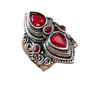 NEW Vintage Boho look red cubic zirconia size 8